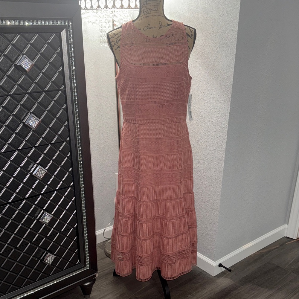 ANTONIO MELANI Peach Sleeveless Midi Dress